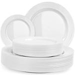 120 White Plastic Plates Disposable, Heavy Duty for Party - 60 Dinner Plates 10-Inch and 60 Salad Dessert Appetizer Plates 8-Inch, Hard Party Plate Elegant Holiday Parties, White Plates Disposable