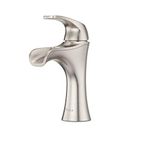 Jaida Brushed Nickel Bathroom Faucet, Single Handle, Single Hole Bathroom Vanity Faucet with Push & Seal Bathroom Sink Drain, Bathroom Décor, 1 or 3 Hole Bathroom Sink Faucet, Optional Deckplate Included