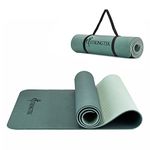 Strongtek Extra Thick Yoga Mat, 8mm, Eco Friendly TPE Yoga Mat for Women and Men, Double-Sided Non-Slip Gymnastics Mat, Fitness Mat with Carrying Strap for Pilates and Floor Exercises (Blackish Green)