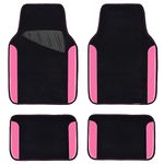 CAR PASS Rainbow Waterproof Universal Fit Car Floor Mats, Fit for SUV,Vans,sedans, Trucks ,Set of 4pcs Car mat for Women Girl(Black With Rose Red)