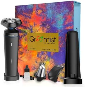 Groomiist Corded/Cordless 3 in 1 Shaver for men | IPX6 Waterproof | Floating Head | 90 Min Run Time | LED Light Display (Black) | 2 Year Manufacture Warrenty | Oil Bottle, Cleaning Brush, Charging Stand | Shaver Device with Nose & Beard Trimmer Head ( PST-501)