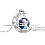 Septreize Silver Plated Frozen Crescent Moon Ice Princess Anna Elsa Necklace for Girls (Silver)