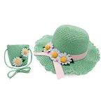 VRITRAZ Comfortable Straw Summer Green Beech Hat and Handbag Perfect Combo for Kids, 3-12 Years Girls.