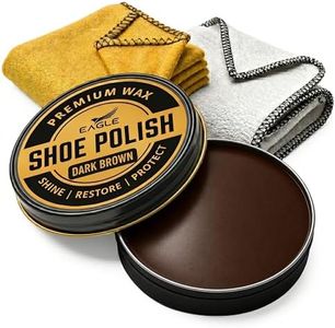 Eagle Dark Brown Shoe Polish Wax – Premium High-Gloss Shine & Leather Conditioner – Restores Color, Covers Scuffs, Nourishes & Protects – For Black Leather Shoes, Boots, Belts, Bags – 3-Piece Kit