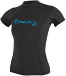 O'Neill Wetsuits Women's Basic Skins S/S Rash Guards, Black, Large