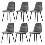 AINPECCA Set of 6 Velvet Dining Chairs Fabric Upholstered seat with Metal Legs Dressing Lounge Home(Gray,6)