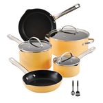 Farberware Style Nonstick Cookware Pots and Pans Set with Cooking Utensils, Dishwasher Safe, 10 Piece - Yellow