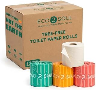 ECO SOUL Bamboo Toilet Paper 12 Mega Rolls 3 Ply, 300 Sheets per Roll | Eco-Friendly Septic Safe Organic Bath Tissues Sustainable Toilet Paper Compostable - FSC Certified