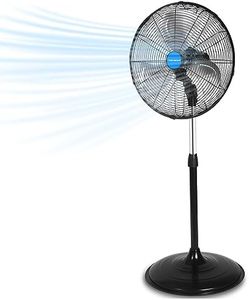 KEN BROWN 20 Inch Pedestal Floor Fan 6000CFM, Oscillating Standing Fan, Adjustable Height, 3 Speeds, Aluminum Blades, Metal Stand Up Fan For Industrial, Commercial, Residential, Shop