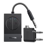 UGREEN Bluetooth Transmitter for Airplane, Bluetooth 5.4 Adapter, Dual Dedicated Pairing Buttons, Plug & Play for 2 Airpods/Headphones, 19-Hour Play, Bluetooth Aux Adapter for Travel Flight, Airline