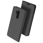 SkyTree Case for LG G7+, Ultra Fit Flip Folio Leather Case Cover with [Kickstand] [Card Slot] Magnetic Closure for LG G7+ - Black