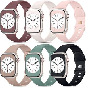 6 Pack Silicone Bands Compatible with Apple Watch Band 40mm 41mm 38mm for Women Men, Soft Breathable Replacement Sport Straps for iWatch Apple Watch Ultra 2 SE Bands Series 10 9 8 7 6 5 4 3 2, Style A