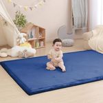 Baby Play Mat for Floor,1.3" Thick Memory foam Tummy Time Mat,Soft Coral Velvet Nursery Rug,Extra Large Non Slip Crawling Mat for Toddlers,Infants,kids,Yoga Mat,Tatami Mat for Living Room(Royal Blue)