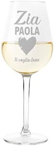 Colorfamily Calice Personalizzato Vino Ti voglio bene Zia PERSONALIZZABILE con nome Compleanno Natale Matrimonio Fidanzamento - Bicchiere in Vetro 500 ml