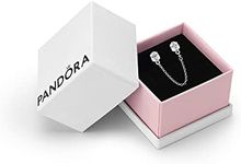 Pandora Moments Women's Sterling Silver Band of Hearts Safety Chain Charm for Bracelet, With Gift Box