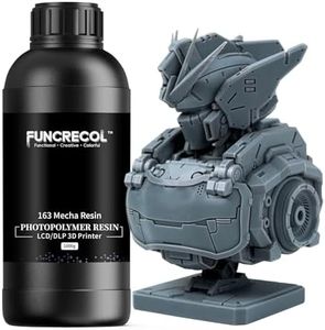 FUNCECOL Mecha 3D Printer Resin, Wear-Resistant Matte 3D Resin Low Shrinkage 405nm UV-Curing Resin for LCD/DLP/MSLA Printer, High Sharpness Photopolymer Resin for Mecha Model&GK Figures, Grey 1KG