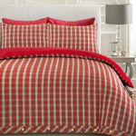 Nimsay Home Highland Tartan Print 100% Brushed Cotton Flannelette Duvet Cover Set (Red, Double Duvet Cover Set)