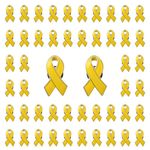 WANDIC 50pcs Yellow Ribbon Pins, Sacral Tumors Badges Spina Bifida Pins Bone Cancer Awareness Brooches for Public Event Advocacy