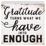 P. Graham Dunn Gratitude Turns Have Into Enough White Wash 7 x 7 Inch Solid Pine Wood Boxed Pallet Wall Plaque Sign