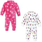 Hudson Baby Unisex Baby Plush Jumpsuits, Pink Christmas Lights, 12-18 Months