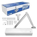 Commercial Door Closer FS-8400 Heavy Duty Adjustable Grade 1 Standard Automatic Door Closing Hinge - ADA Compliant UL & CUL UL10C Listed - Aluminium Finish - High Traffic (Silver)