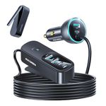 Rocoren 105W Total Car Charger USB C, PD 35W & QC3.0 30W Super Fast Charging, 6-Port Car Adapter for Family Travel, USB Car Charger with 5FT Cable for iPhone 15, iPad Pro, Samsung S23