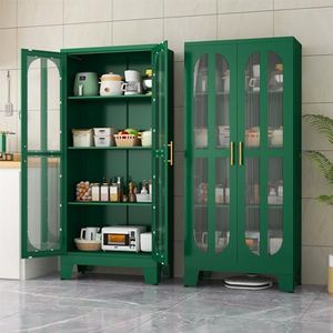 erosoei Metal Kitchen Pantry Storage Cabinet,Food Pantries Cabinets with Acrylic Glass Doors and Adjustable Shelves,Storage Cupboard for Kitchen, Living Room, Laundry Room and Dinning Room 61.02”H