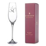 DIAMANTE Swarovski 50th” Birthday Champagne Flute – Single Crystal Champagne Glass with Platinum 50 Embossed and Swarovski Crystals – Gift Boxed