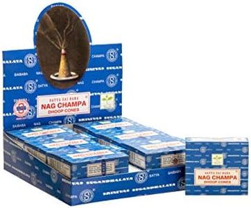 Satya Sai Baba Nag Champa Natural Masala Incense 120 Dhoop Cones in Pack of 12 Boxes | Best for Prayer, Meditation and Relaxation