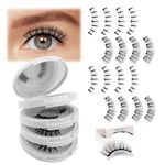 4 Pairs Magnetic Eyelashes Reusable Magnetic Lashes Natural Look Magnetic Lashes Kit with Applicator No Glue Needed Magnetic Eyelashes Kit Easy to Wear and Remove(Magnetic Eyelashes KS02+XM1)