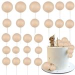 Gyufise 30Pcs Ball Cupcake Toppers Balls Cake Toppes Foam Balls Cupcake Picks DIY Mini Balloon Cake Inset Topper for Baby Shower Birthday Favor Wedding Anniversary Party Supplies Khaki