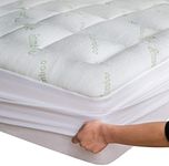 Bamboo Mattress Topper King 78x80 inches Bed Size Fits 8-21 Inches Deep Mattresses Cooling Breathable Extra Plush Thick Fitted 20Inches Pillow Top Mattress Pad Firm Back Pain Ultra Soft