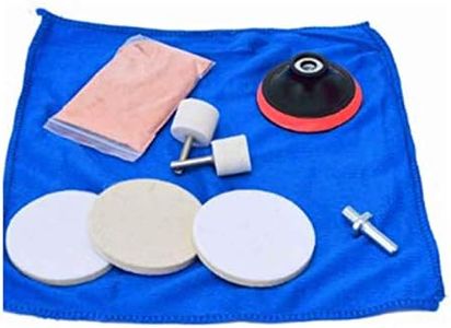CALIDAKA 9pcs/Set Glass Polishing Kit, Car Windshield Polishing Kit, Scratch Removal Set, Deep Scratch Remover Ceric Dioxide Abrasive Discs Polish Pad Felt for Windscreen and Glass