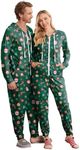 Ekouaer Christmas Onesie Zipper Hooded Adult Onesie Pajamas Soft Mens Onesie Pajamas with Pockets S-XXL