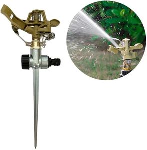 Impact Sprinkler on Spike Base, Heavy Duty Zinc Alloy Water Sprinkler for Yard Lawn Garden, 0-360° Rotate Large Area Coverage, 1/2'' Universal Connector with Brass Sprinkler Head Spike Base