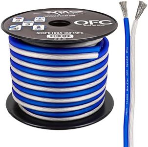 Skar Audio 10 Gauge (AWG) Elite Oxygen-Free Copper Audio Speaker Wire - 30 Feet (Blue/White)