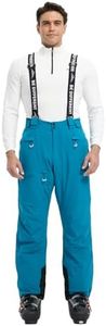 fit space Men's Ski Snow Pants Waterproof 15,000mm Removable Stretch Suspenders Insulated Winter Alpine Pants (Blue,3X-Large)