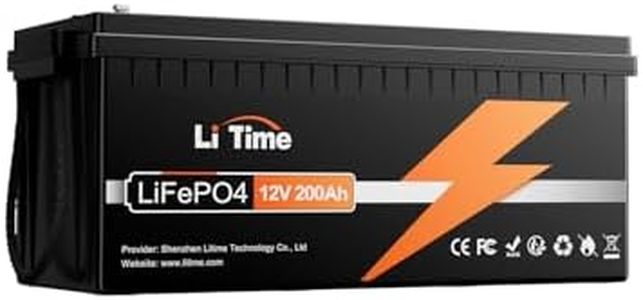 LiTime 12V 200Ah Plus Lithium LiFePO4 RV Battery, Up to 15000 Deep Cycles, Built-in 200A BMS, 2560W Power Output, Lithium Iron Phosphate Battery for RVs, Camping, Solar, Boat, Marine, Off-Grid