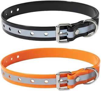 Waterproof Replacement Strap for Shock Collars, Adjustable Bark and E Collar Strap, Fits 5–150 lbs Dogs, Reflective TPU Dog Training and Invisible Fence Replacement Collars 3/4 inch Dog Collar 2 Pack