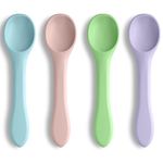 Vicloon Baby Spoons Silicone Spoon, 4 Pcs Silicone Baby Feeding Training Spoon Self-Feeding Weaning Spoons, Training Feeding for Kids Toddlers Children and Infants