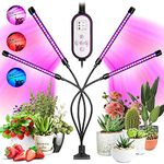 Garpsen Grow Lights for Indoor Plants, 80 LEDs Full Spectrum Led Plant Grow Light, 10 Dimming Level & 4 Heads Grow Lamp with Timer 360°Adjustable Gooseneck for Seedlings and Succulents