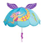 Kidorable Blue Mermaid Umbrella for Girls With Fun Seahorse Handle and Pop-Up Tail, One Size