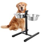 PETS EMPIRE Adjustable Pets Bowl Elevated Double Diner Dog Bowls (1600 ml x 2) | H-Base Stand with Stainless Steel Removable Bowls | Pet Feeder Raised Dog Food Bowl - Dogs Feeding Station (Large)