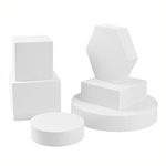 Goshoot Photography Props Cube Foam Geometry Product Photography Posing Props Solid Blocks Geometric Shapes for Jewelry Cosmetics Shooting Accessories Modeling Decoration - 6 Pcs White