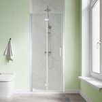 SL4U 36" W x 72" H Frameless Bifold Shower Door, 1/4'' Clear Tempered Glass Shower Door, Folding Shower Glass Door, Reversible Installation, Brushed Nickel