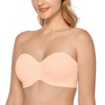 DELIMIRA Women's Strapless Bra Unlined Underwire Minimizer Plus Size Support, Cream Peach, 40D