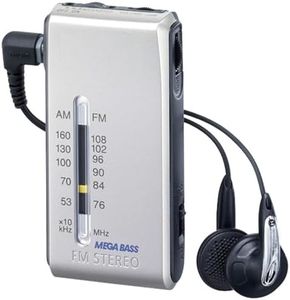 Meeler Silver SRF-S84 Mini Pocket Portable Radio, Portable AM FM Stereo Radio Shortwave Radio with Bass Stereo Earphone Plug Set Earphone for Household Travel and So On