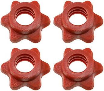 EMSea 4X 25mm Barbell Bar Hex Nuts 1 Inch Red Spin-Lock Collars Fitness Equipment Accessories for Lifting Barbells Dumbbell Bars