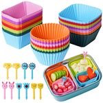 Doiaz Silicone Lunch Bento Box, 42 Pack Bento Lunch Box Bundle Dividers with Food Picks Lunch Accessories, Durable, Reusable, BPA-Free, Freezer and Dishwasher Safe