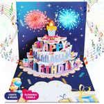 PopUp Birthday Cards for Any Age, Blowable LED Light Candle Cake Music Happy Birthday Postcards Gift Card for Women, Men, Mom, Sister, Wife, Friend, Boy, Girl